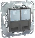 Schneider Electric Unica Top MGU5.2020.12ZD Розетка компьютерная (2xRJ45, cat.5e, под рамку, скрытая установка, графит)