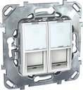 Schneider Electric Unica MGU5.2424.18ZD Розетка компьютерная (2xRJ45, cat.6, под рамку, скрытая установка, белая)