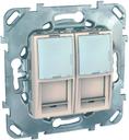 Schneider Electric Unica MGU5.2424.25ZD Розетка компьютерная (2xRJ45, cat.6, под рамку, скрытая установка, бежевая)