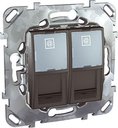 Schneider Electric Unica Top MGU5.2424.12ZD Розетка компьютерная (2xRJ45, cat.6, под рамку, скрытая установка, графит)