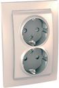 Schneider Electric Unica MGU23.067.25D Розетка двойная с заземляющим контактом и шторками (16 А, в сборе, скрытая установка, бежевая)