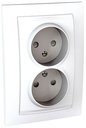 Schneider Electric Unica MGU23.063.18D Розетка двойная со шторками (16 А, в сборе, скрытая установка, белая)