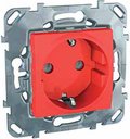 Schneider Electric Unica MGU5.037.03ZD Розетка с заземляющим контактом (16 А, под рамку, скрытая установка, шторки, красная)