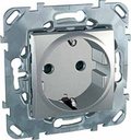 Schneider Electric Unica Top MGU5.037.30ZD Розетка с заземляющим контактом (16 А, под рамку, скрытая установка, шторки, алюминий)