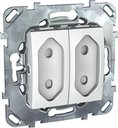 Schneider Electric Unica MGU5.3131.18ZD Розетка двойная со шторками (10 А, под рамку, скрытая установка, белая)