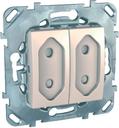 Schneider Electric Unica MGU5.3131.25ZD Розетка двойная со шторками (10 А, под рамку, скрытая установка, бежевая)