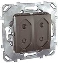 Schneider Electric Unica Top MGU5.3131.12ZD Розетка двойная со шторками (10 А, под рамку, скрытая установка, графит)
