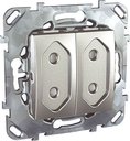 Schneider Electric Unica Top MGU5.3131.30ZD Розетка двойная со шторками (10 А, под рамку, скрытая установка, алюминий)