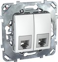 Schneider Electric Unica MGU5.9191.18ZD Розетка телефонная двойная (RJ12, под рамку, скрытая установка, белая)