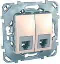 Schneider Electric Unica MGU5.9191.25ZD Розетка телефонная двойная (RJ12, под рамку, скрытая установка, бежевая)
