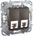 Schneider Electric Unica Top MGU5.9191.12ZD Розетка телефонная двойная (RJ12, под рамку, скрытая установка, графит)