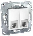 Schneider Electric Unica MGU5.9090.18ZD Розетка телефонная двойная (RJ11, под рамку, скрытая установка, белая)