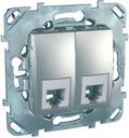 Schneider Electric Unica Top MGU5.9090.30ZD Розетка телефонная двойная (RJ11, под рамку, скрытая установка, алюминий)