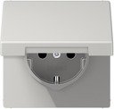 Jung LS990 LS1520KIKLLG Розетка с заземляющим контактом (16 А, под рамку, крышка, шторки, скрытая установка, светло-серая)