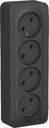Schneider Electric Blanca BLNRA000416 Розетка четырехместная с изоляционной пластиной (16 А, в сборе, открытая установка, антрацит)