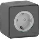 Schneider Electric Mureva S MUR36034 Розетка одинарная с заземляющим контактом (16 А, IP55, в сборе, шторки, открытая установка, антрацит)