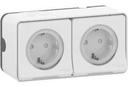 Schneider Electric Mureva S MUR39035 Розетка двойная с заземляющим контактом (16 А, IP55, в сборе, шторки, открытая установка, белая)