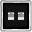 Schneider Electric W59 RSI-251TT-6-86 Розетка телефонная (RJ11+RJ11, под рамку, скрытая установка, черный бархат)