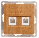 Schneider Electric W59 RSI-251TT-8-86 Розетка телефонная (RJ11+RJ11, под рамку, скрытая установка, бук)
