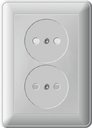 Schneider Electric W59 RS16-254-18 Розетка двойная со шторками (16 А, в сборе, скрытая установка, белая)