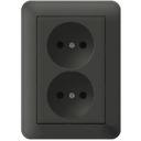 Schneider Electric W59 RS16-254-68 Розетка двойная со шторками (16 А, в сборе, скрытая установка, черный бархат)
