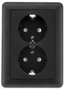 Schneider Electric W59 RS16-255-68 Розетка двойная с заземляющим контактом (16 А, в сборе, шторки, скрытая установка, черный бархат)