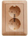 Schneider Electric W59 RS16-255-78 Розетка двойная с заземляющим контактом (16 А, в сборе, шторки, скрытая установка, сосна)