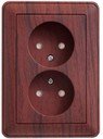 Schneider Electric W59 RS16-255-98 Розетка двойная с заземляющим контактом (16 А, в сборе, шторки, скрытая установка, мореный дуб)