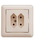 Schneider Electric W59 RS6-253-28 Розетка двойная под плоские вилки (6 А, в сборе, скрытая установка, слоновая кость)