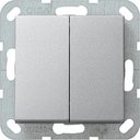 Gira System55 012526 Выключатель двухклавишный (10 А, под рамку, скрытая установка, алюминий)