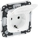 Legrand Valena Allure 755204 Розетка с заземляющим контактом (16 А, IP44, под рамку, крышка, шторки, скрытая установка, безвинтовые зажимы, белая)