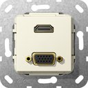 Gira System55 567601 Розетка информационная (HDMI+VGA, под рамку, скрытая установка, кремовая глянцевая)