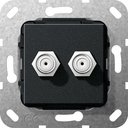 Gira System55 565110 Розетка телевизионная (2хSAT, под рамку, скрытая установка, черная матовая)
