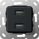 Gira System55 568410 Розетка USB (2хUSB, под рамку, скрытая установка, черная матовая)