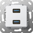Gira System55 568403 Розетка USB (2хUSB, под рамку, скрытая установка, белая глянцевая)