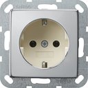 Gira System55 0466615 Розетка с заземляющим контактом (16 А, под рамку, скрытая установка, хром-кремовый)