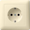 Gira System55 044001 Розетка с заземляющим контактом (16 А, в сборе, скрытая установка, кремовая глянцевая)