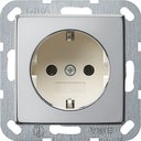 Gira System55 0188615 Розетка с заземляющим контактом (16 А, под рамку, скрытая установка, хром-кремовый)