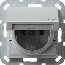 Gira System55 045426 Розетка с заземляющим контактом (16 А, под рамку, крышка, скрытая установка, алюминий)