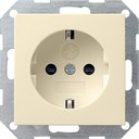 Gira System55 045301 Розетка с заземляющим контактом (16 А, под рамку, шторки, пиктограмма, скрытая установка, кремовая глянцевая)