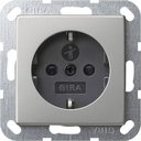 Gira E2 0453600 Розетка SCHUKO с заземляющим контактом (16 А, шторки, под рамку, скрытая установка, нержавеющая сталь)