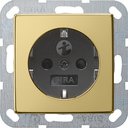 Gira System55 0453604 Розетка с заземляющим контактом (16 А, под рамку, шторки, пиктограмма, скрытая установка, латунь-антрацит)
