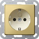 Gira System55 0453614 Розетка с заземляющим контактом (16 А, под рамку, шторки, пиктограмма, скрытая установка, латунь-кремовый)