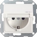 Gira System55 041427 Розетка с заземляющим контактом (16 А, под рамку, шторки, крышка, пиктограмма, скрытая установка, белая матовая)