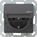 Gira System55 041428 Розетка с заземляющим контактом (16 А, под рамку, шторки, крышка, пиктограмма, скрытая установка, антрацит)