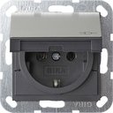 Gira E2 0414600 Розетка SCHUKO с заземляющим контактом (16 А, шторки, крышка, под рамку, скрытая установка, нержавеющая сталь)