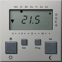 Gira System55 2370600 Терморегулятор электронный с таймером +0…+50°С (8 А, под рамку, скрытая установка, сталь)