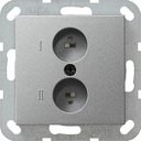 Gira System55 040226 Розетка аудио (2 канала, под рамку, скрытая установка, алюминий)
