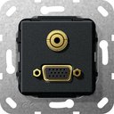 Gira System55 565910 Розетка информационная (VGA+Audio, под рамку, скрытая установка, черная матовая)