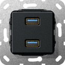 Gira System55 568510 Розетка USB (2хUSB, под рамку, скрытая установка, черная матовая)